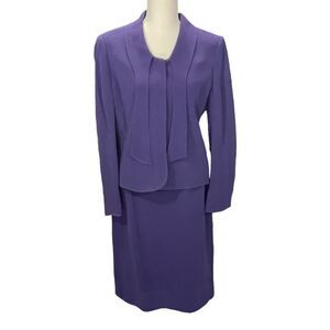 Vintage Kasper ASP 2pc Skirt Suit Silk Purple Executive Professional Business 8P
